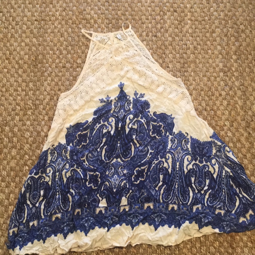 NWOT! Free People cream/blue dress size small